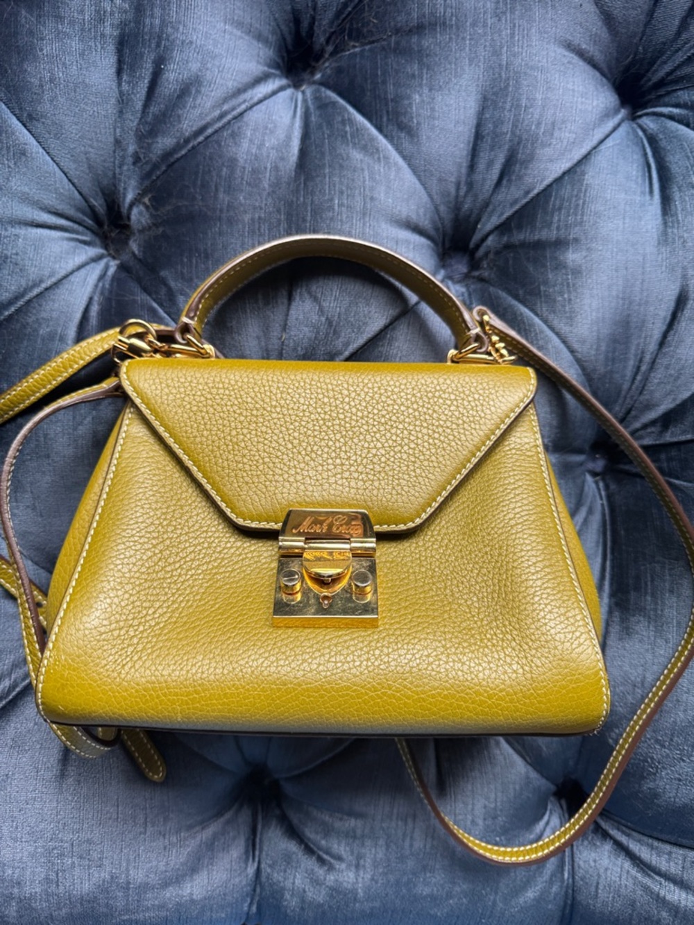 Mark Cross Leather Top-Handle Satchel in Olive Green -